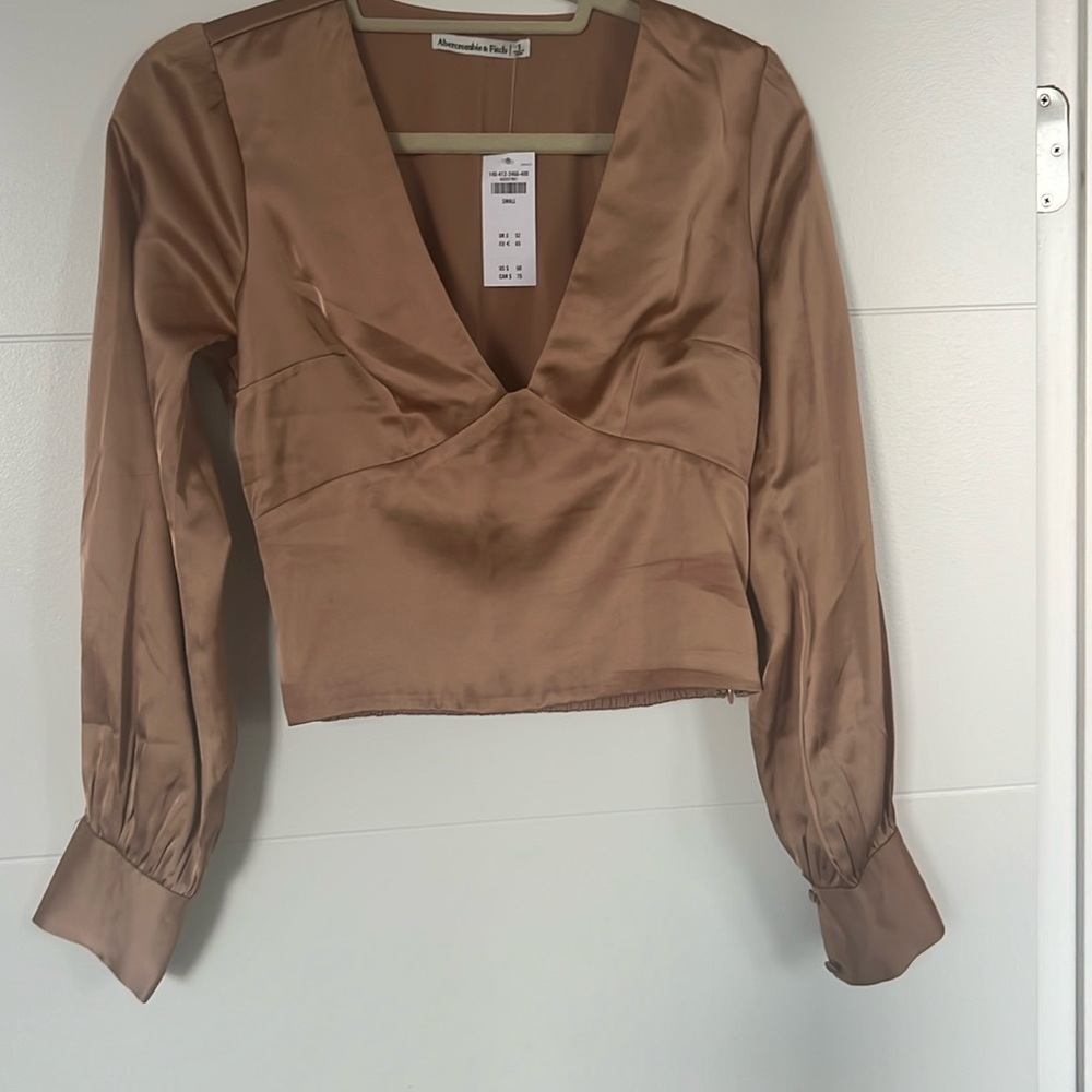 NWT A&F long sleeve plunge crop
